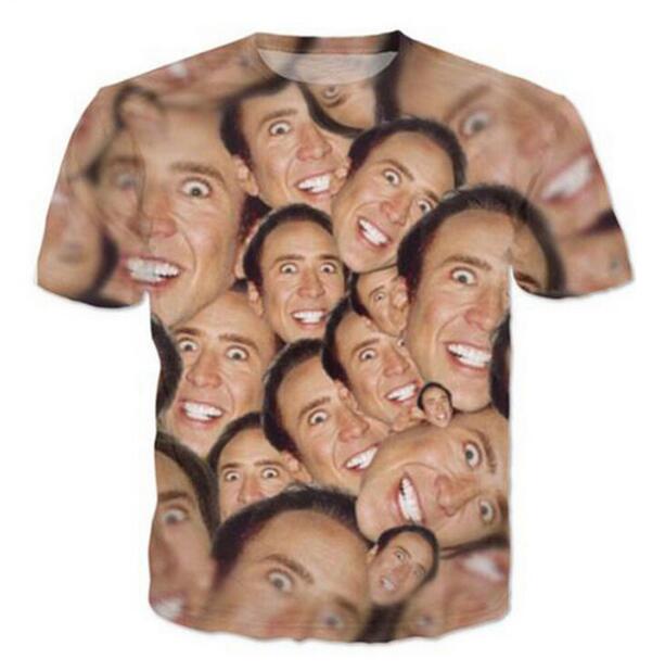

Luxury Mens Designer T Shirts Men Women Hip Hop T Shirt 3D Print Nicolas Cage Designer Shirt XK015, As the picture shows