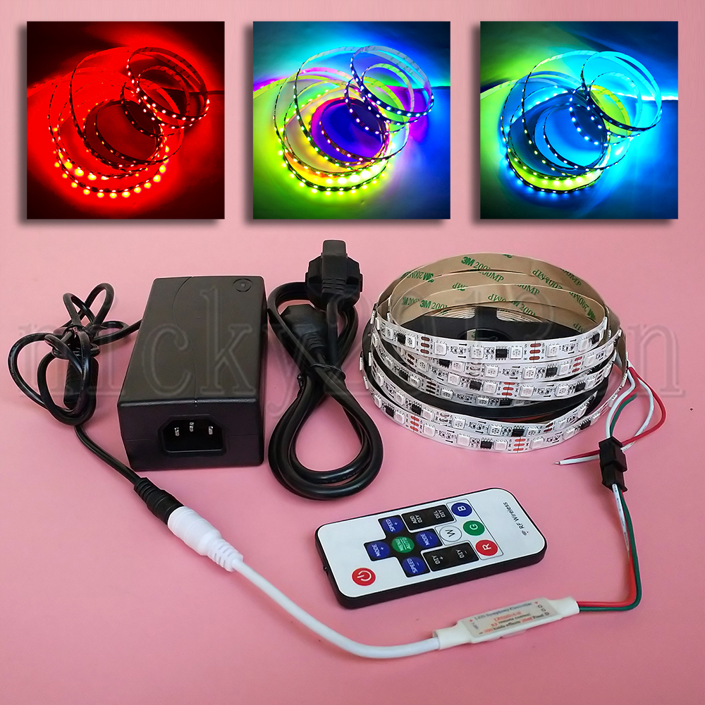 Remote 5M Chasing Dream Magic Color RGB 5050 WS2811 IC LED Strip Light Power