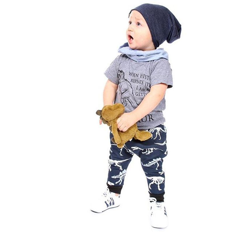 

Boys Two-pieces Children Designer Cartoon Dinosaur Sets Kids Short-sleeved T-shirt + Trousers 2020 Kids New Suits Casual New Outdoorwear, Aspic