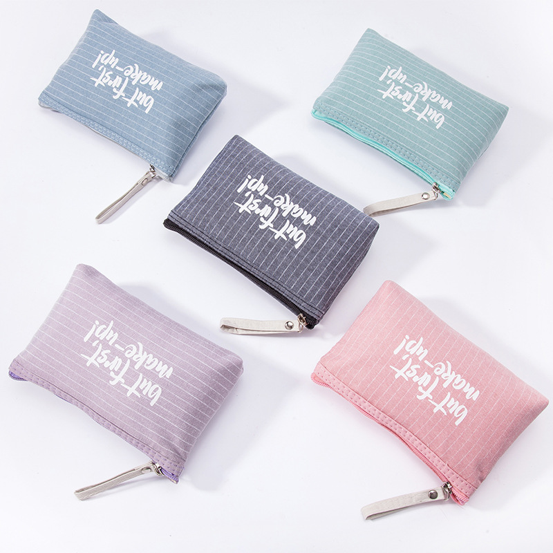 

Fashion Letter Printing Cosmetic Bag For Women Girl Lady Female Canvas Zipper Small Makeup Bags Travel Toiletry Handbags, Pink