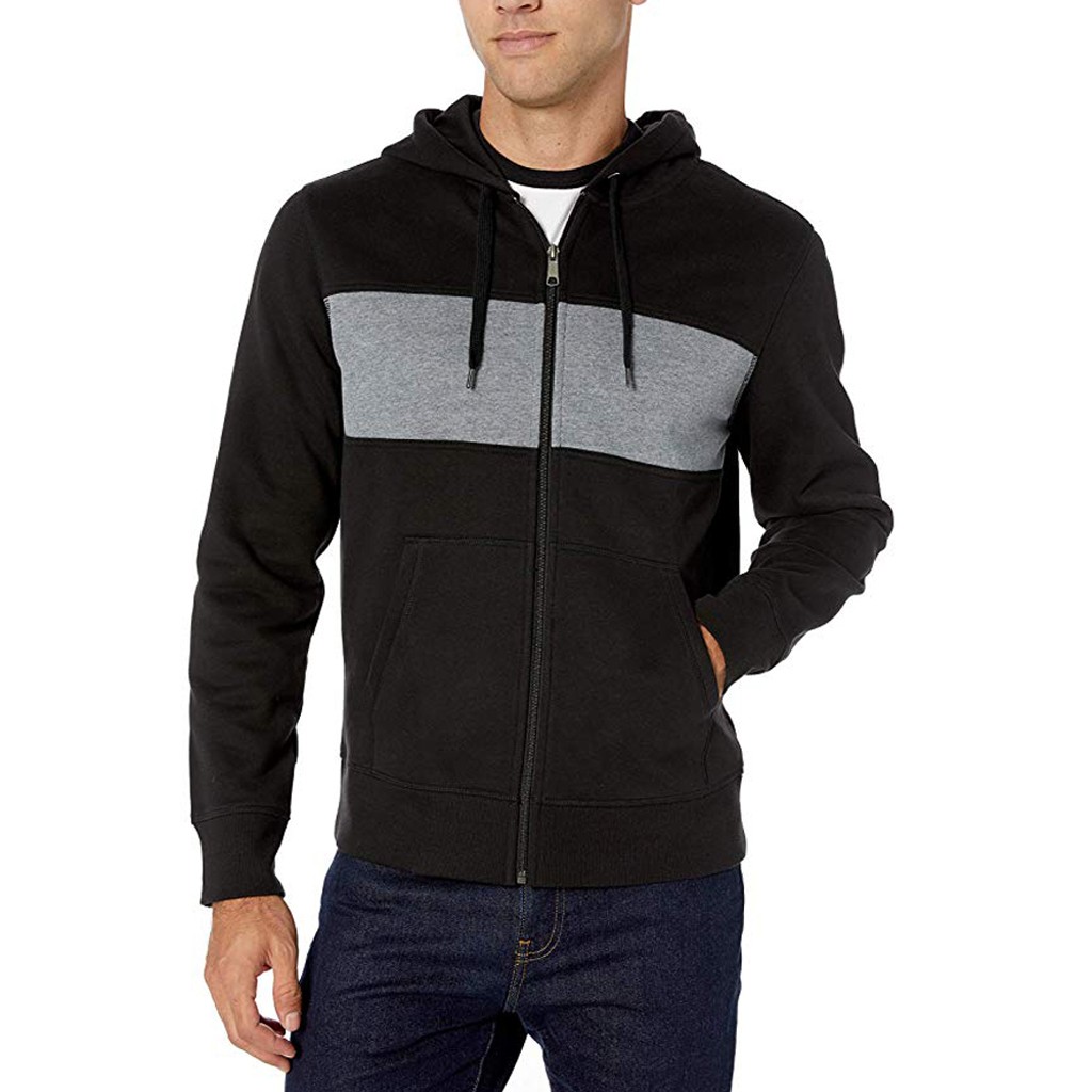 

Men Fashion Hip Hop Pocket Zip Up Hooded Sweatshirt Casual Solid Long Sleeve Knitted Sport Sweatshirt Coat Outwear Jacket Tops, Navy