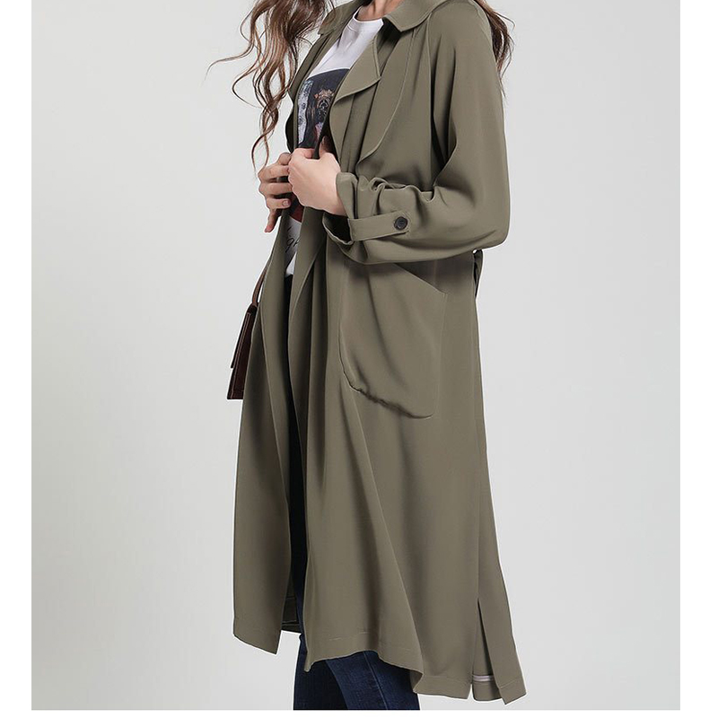 

Autumn Fashion Designer Womens Trench Coats 2019 Long Coat Women Casual Loose Trench Jacket British Style Overcoat with Belts, Beige