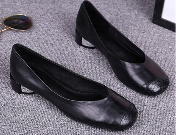 

2019 Women's shoes in Spring and Autumn with New style Low heel Square head #a1, Black