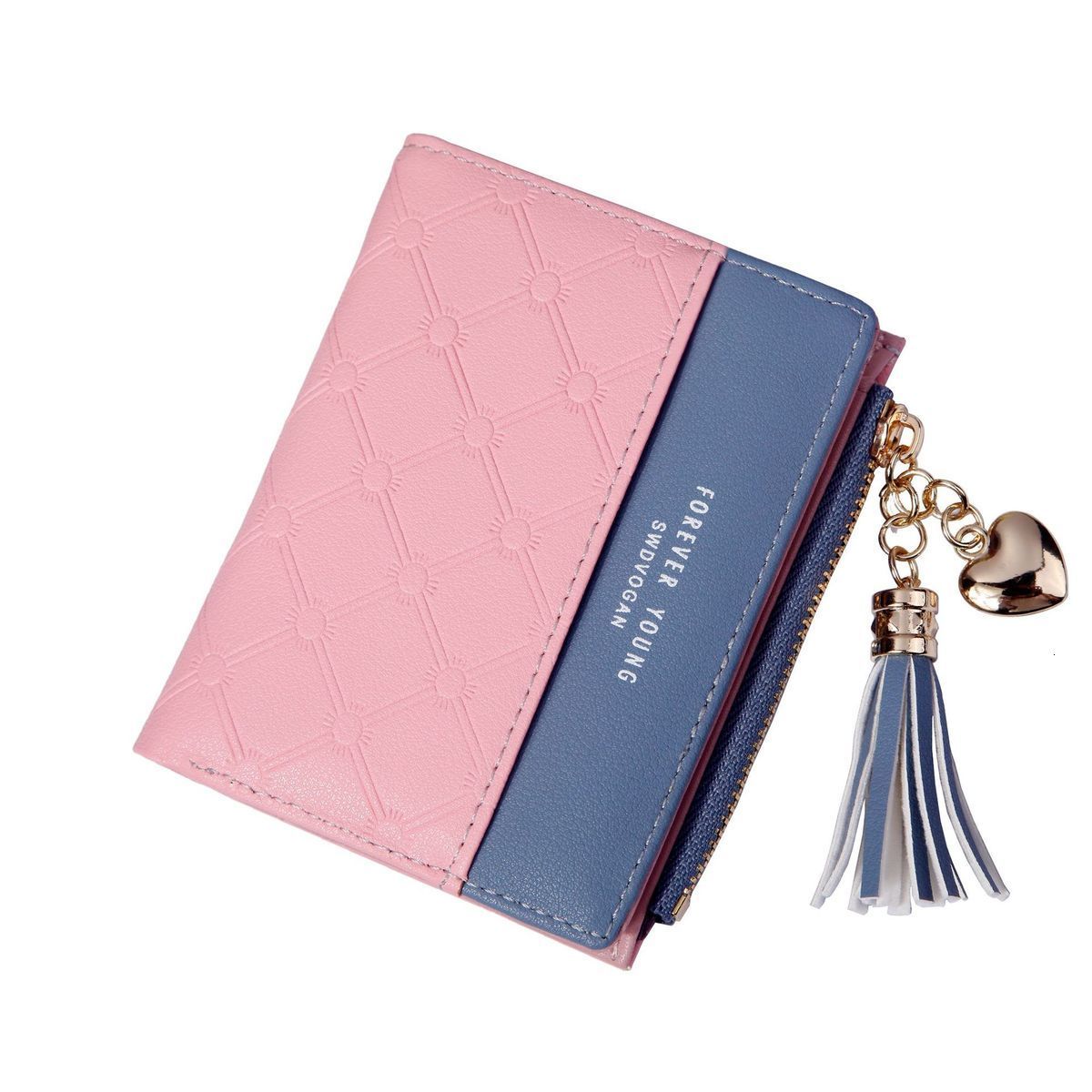 

Wallet brand Woman Short Fund Small Change Package Hit Color Wallet Zipper Button Package Wallet wallets european purses for Women Penny, Red;black