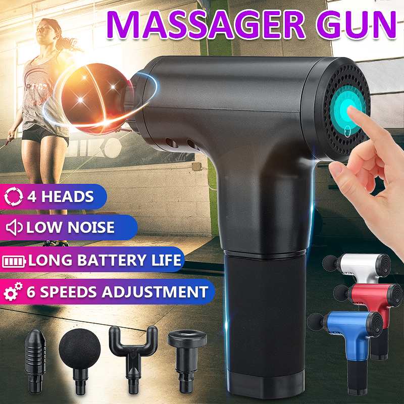 

4000r/min Therapy Massage Guns 6 Gears Muscle Massager Pain Sport Massage Machine Relax Body Slimming Relief+4 Heads