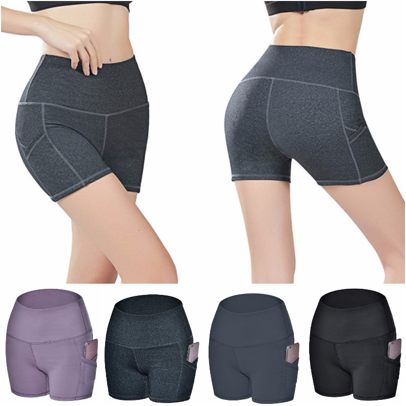 

LU-50 Womens Yoga Short Pants Adult Yoga Outfits Exercise Fitness Wear Running Shorts Ladies Casual Elastic Pants Girls Sportswear, Black