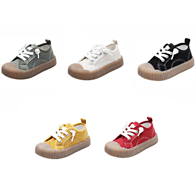 

New children's canvas shoes 2020 spring and summer Korean children's boys and girls shoes washed canvas biscuit, Black