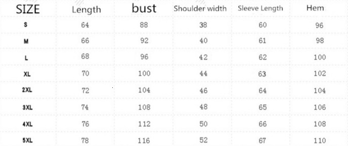 Suit Jacket Size Chart