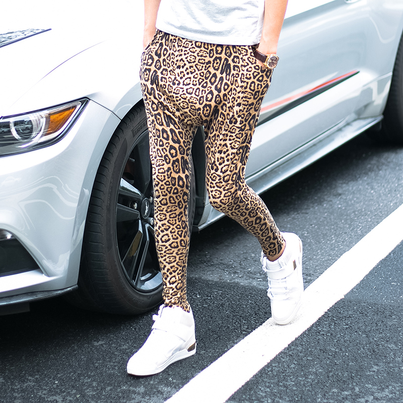 

Hot new Four seasons pants leopard print harem pants elastic waist trousers casual singer hairstylist Nightclub