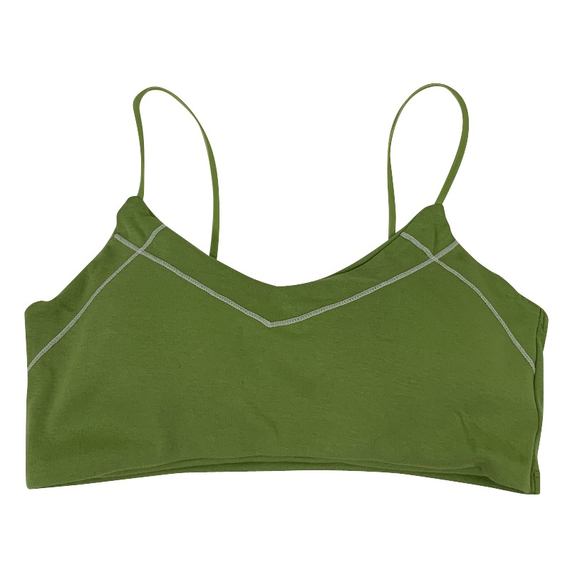 

Autumn Clothes None Steel Ring Sports Underwear Bra Vest Sleep Backing Tube Top Young Girl Small Chest Gather Together Wrapped, Green