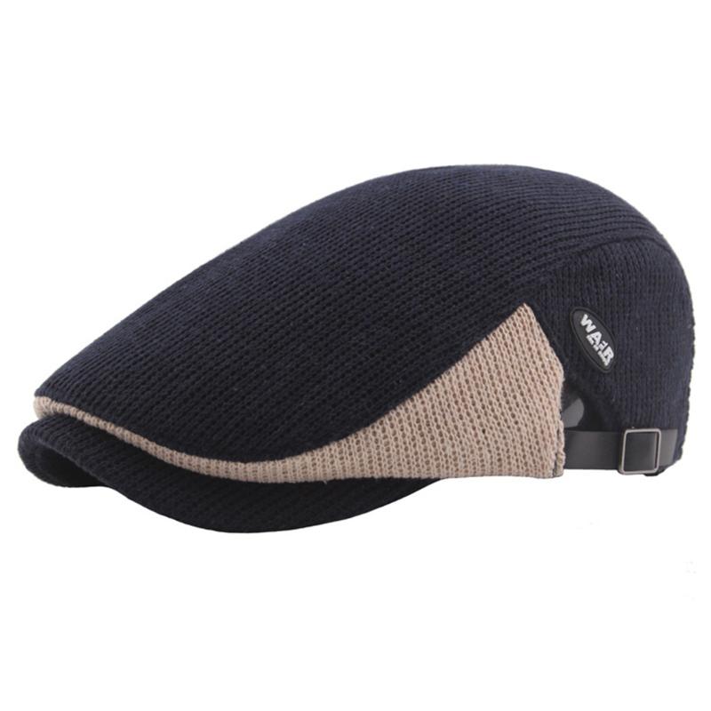 

Spring Classic Vintage Unisex Berets Cap Hats New Style Knitted Flat Cap British Western Women Winter Beret Newsboy, Black