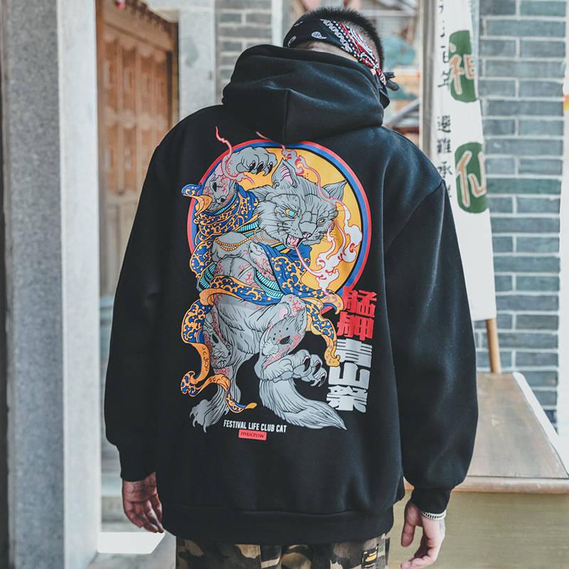 Winter Bomber Jacket Men Thick Embroidery Wolf Pilot Jackets Harajuku Black Baseball Jacket Japan Youth Streetwear Male