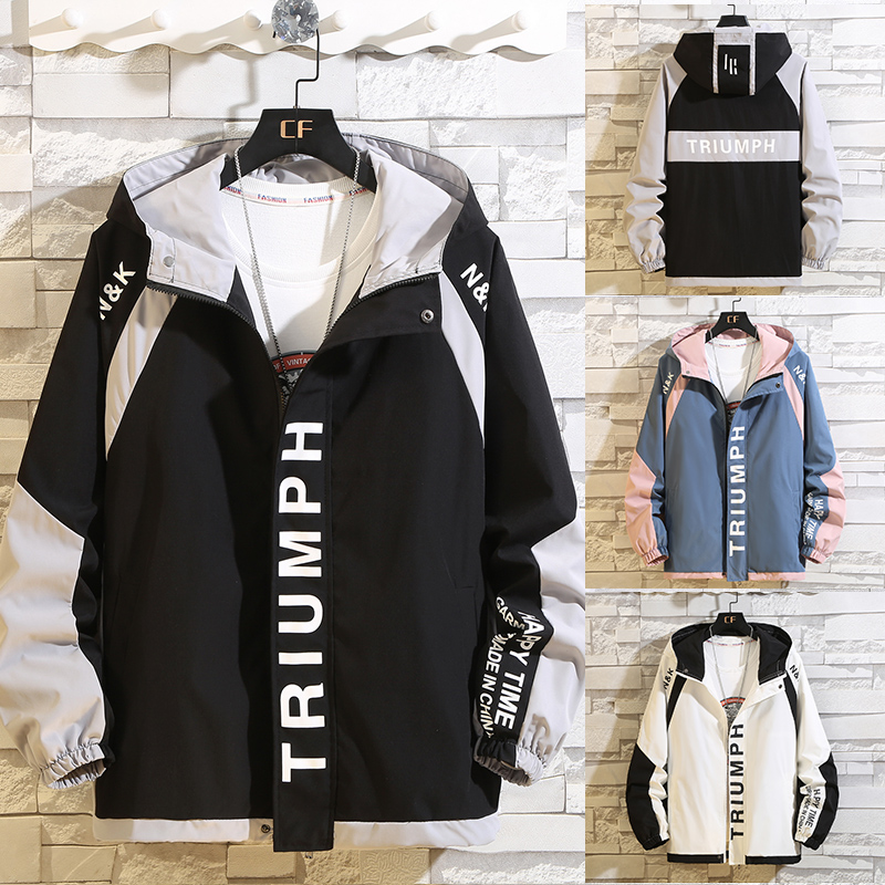 

New Style Casual Hooded Jacket Men Fashion All-match Large Size Mens Outerwear Loose Coat Jackets Hip Hop Streetwear Male Jacket, Black