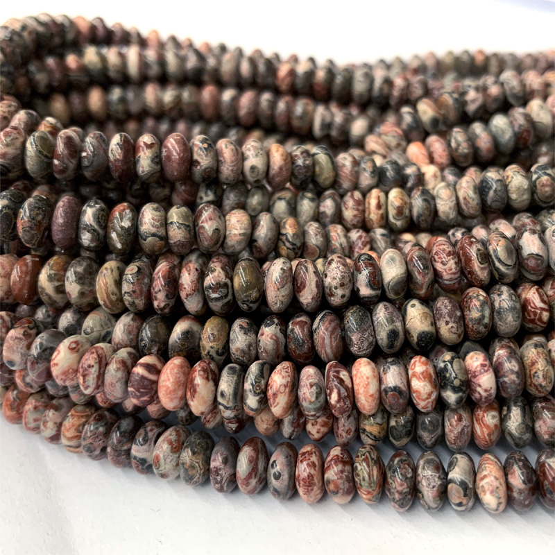 6mm Flat Heart Leopard Skin Jasper beads 16/" Strand approx. 70 beads natural