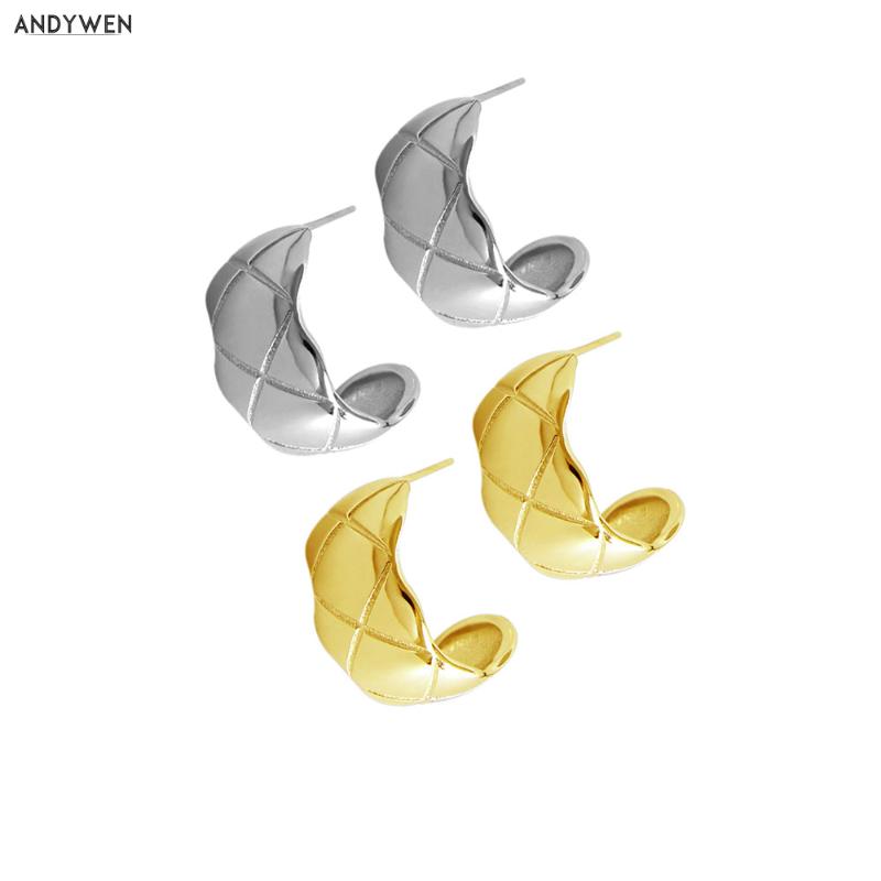 

Other ANDYWEN 925 Sterling Silver Irregular Big Circle Hoops Women Loops Round Thick Large Heavy European Jewelry