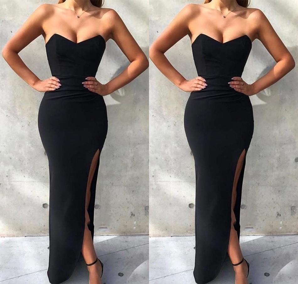 

Sexy Black Mermaid Evening Dresses Backless Sweetheart Neckline Side Slit Floor Length Holiday Party Dress Clebrity Formal Wear, Burgundy
