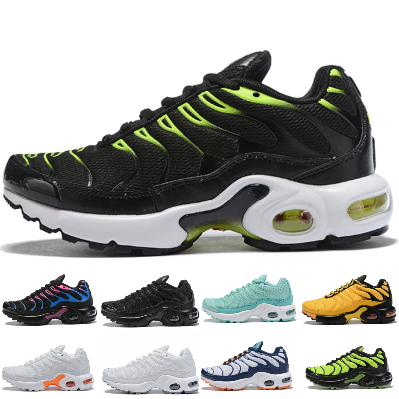 

2019 Triple Black Infant TN Sneaker Laceless Kids Running shoes Rainbow Children sports shoes girls and boys Tennis shoes Trainer, Color 2