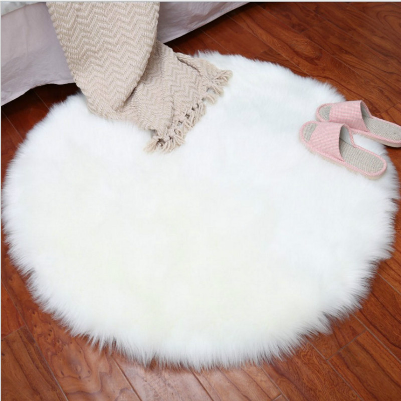 

Round Faux Chair Cover Seat Pad Soft Sofa Carpet Cushion Hairy Pendulum Long Hair Mat Fluffy Rugs Bedroom Blanket, Gray1