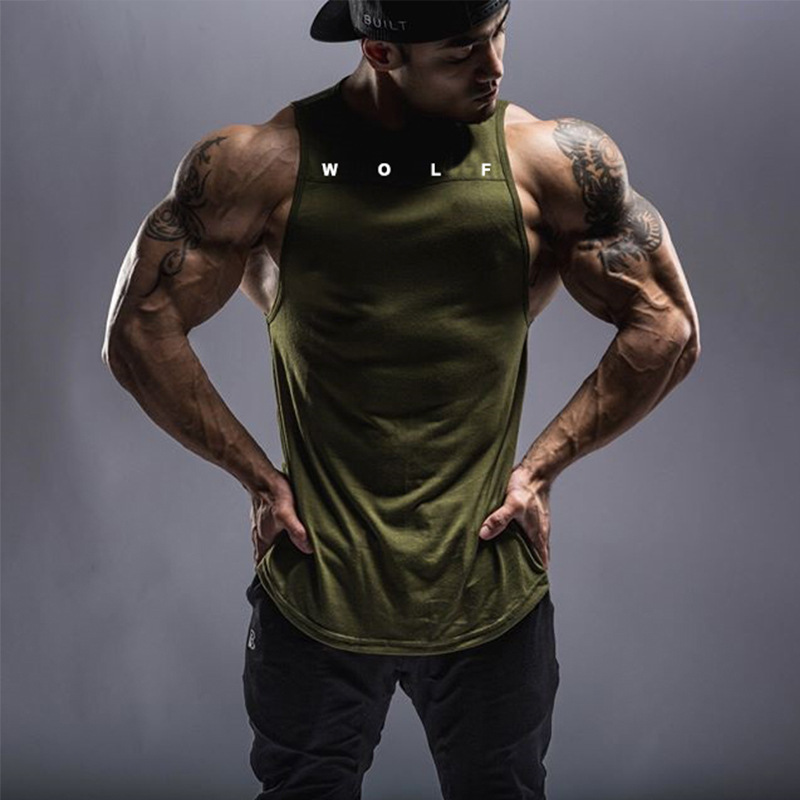 

Slim Fitness Mens Shirts Solid Color Gym Workout Singlet Casual Tank Tops Muscle Vest Tops Cool Streetwear Male