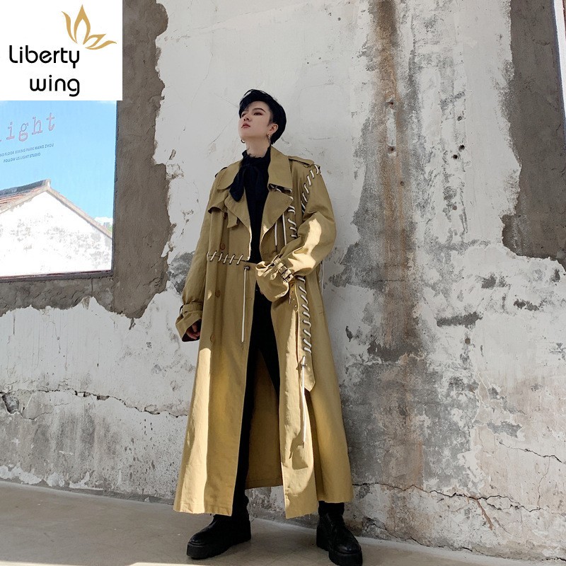 XQS Mens Punk Jacket Overcoat Steampunk Gothic Long Sleeve Trench Coat