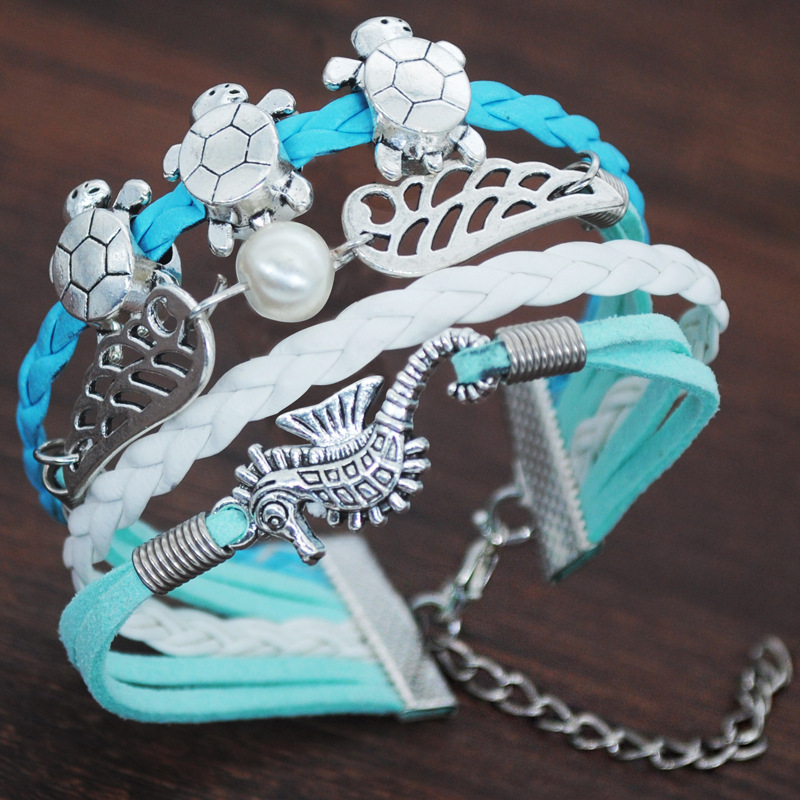 

Pearl turtle handmade woven bracelet female accessories