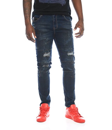 

Kayden K Men's Crinkle Destroyed Stretch Skinny Denim Jeans, As pic