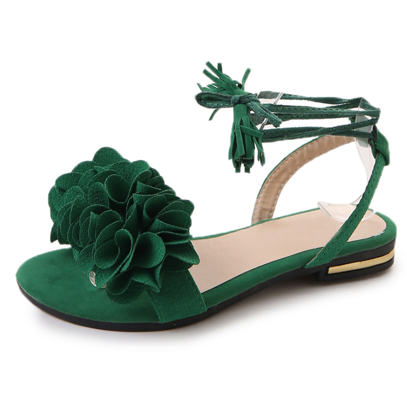 

Flock Lace Up Summer Gladiator Sandals Platform Flats Casual Ruffles Soft Flat Shoes Woman 3 Colors Size 35-40 XWZ5204, Black