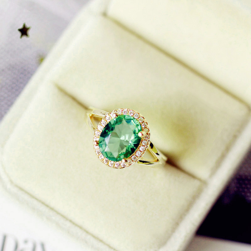 

Jewelry Exquisite Plating Trend Women's Ring Set Green Zircon Jewelry Book System