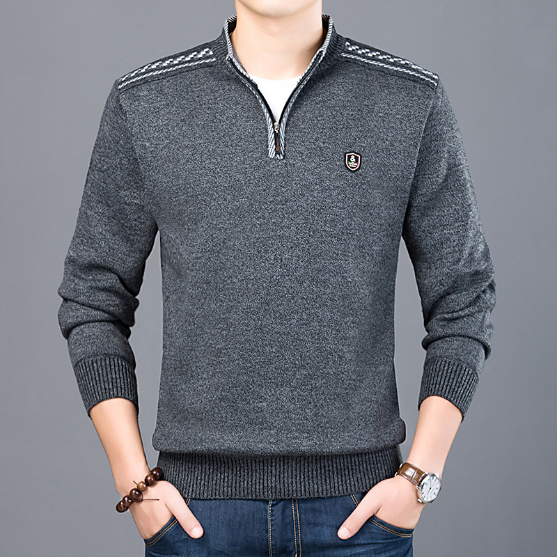 

Winter Sweaters Pullover Smart Casual Fashion Autumn Homme Slim Fit Warm Male Sweaters Bottoming shirt Men's Clothes, Khaki