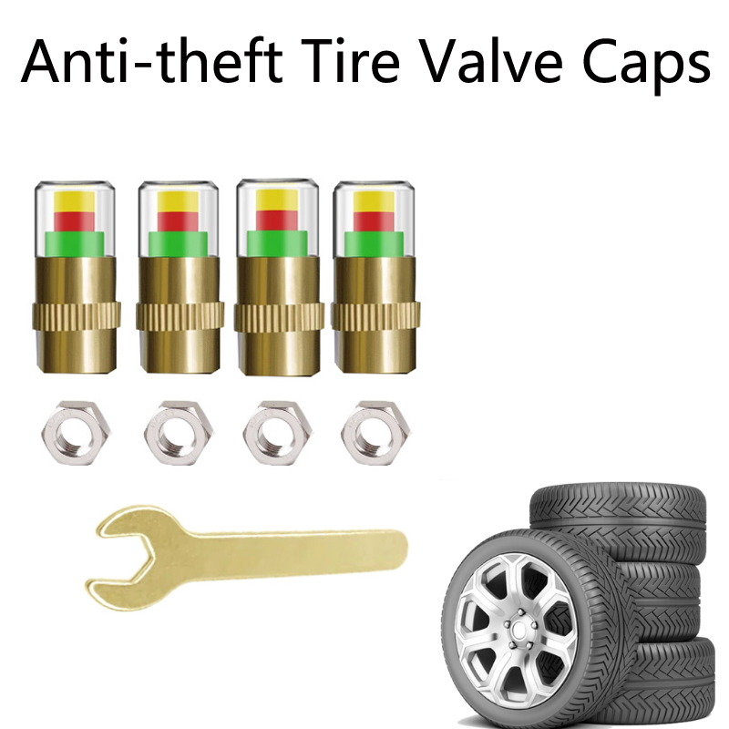 

4pcs/set Anti-theft 2.4 Bar Car Tire Pressure Monitor Universal Tyre Monitoring Tools Accurate Display Tires Valve Caps Sensor Kit