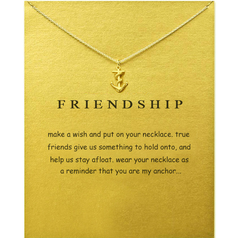 

Friendship Anchor Necklace With Card Gold Silver Colors Alloy Pendant Necklaces Fashion Jewelry