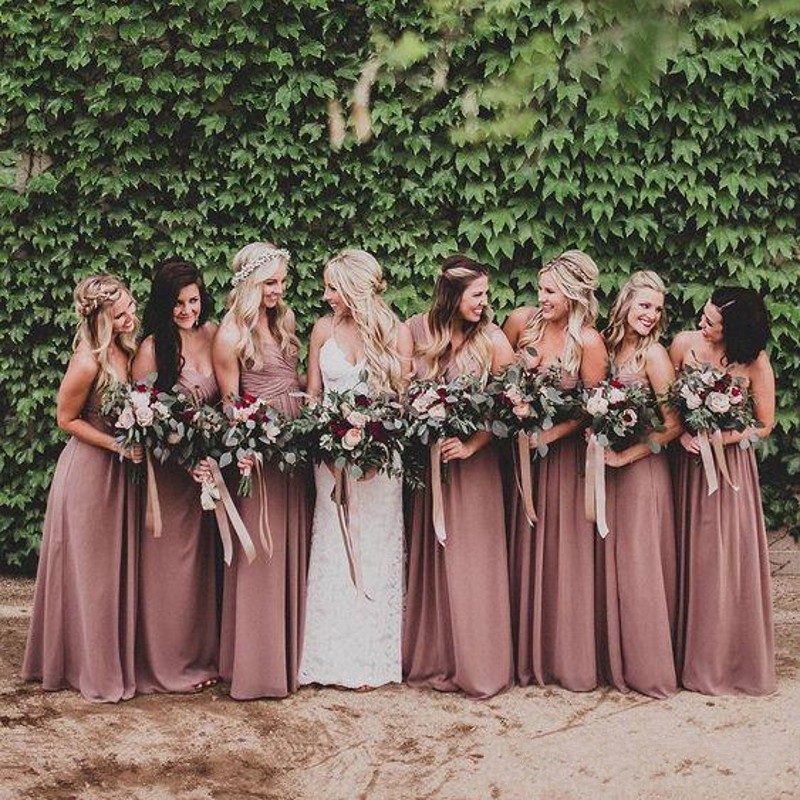 peach frilly bridesmaid dress
