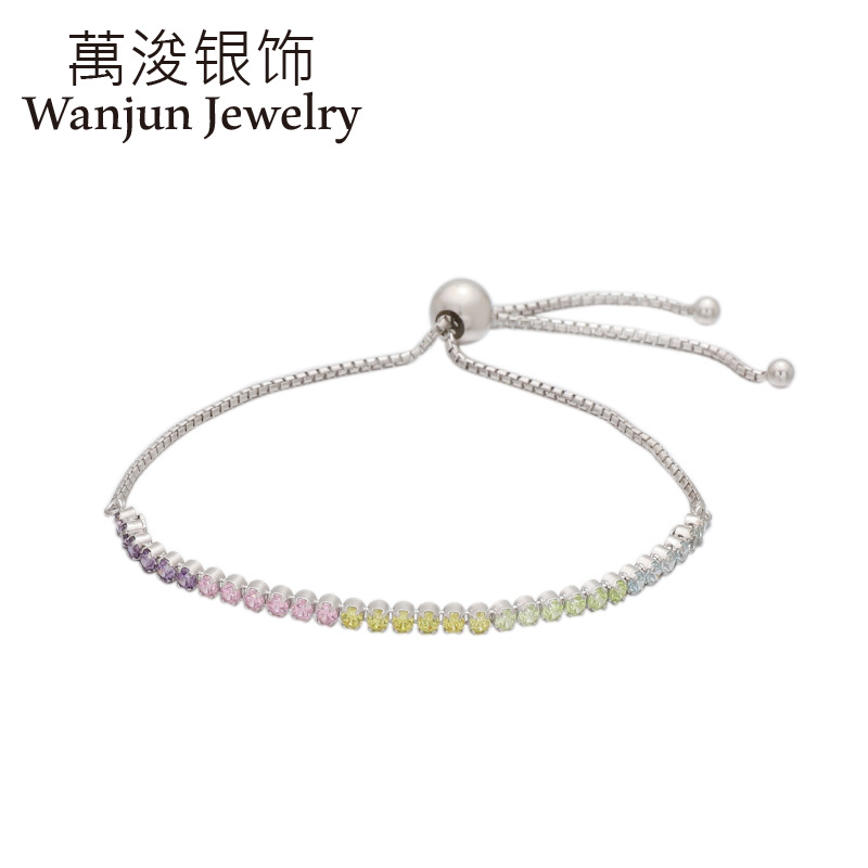 

Wanjun Jewelry 100%925 Sterling Charm Bracelets Shine Carrying Strap Adjustable Bangles Gift Send Friends