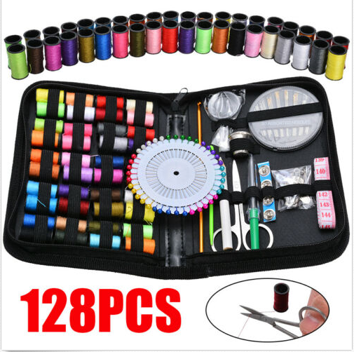 

128pcs/set Portable Travel Sewing Box Kit Sewing Thread Stitches Knitting Needles Tools Cloth Buttons Craft Scissor Mom Gifts