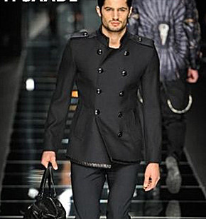 

Fashion Stand Collar Double-Breasted Men's Suit Black Gold Classic Groomsmen Wedding Party Business Slim Fit Dress 2 Pieces
