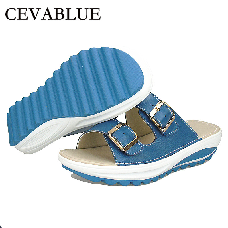 

cevablue Sandals Leather Wedge Slippers Bottom Large Size Non-slip Casual Sandals Slippers Comfortable Women's Shoes CQY-G1790, Black