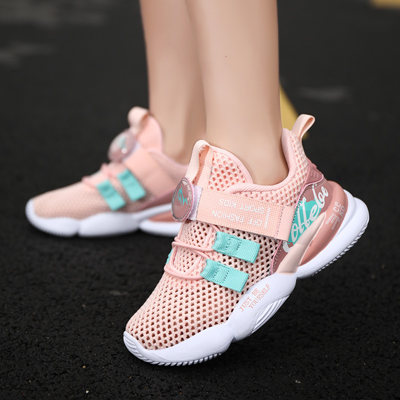 

New Kids Shoes Casual Girls Sneakers Mesh Breathable Children Shoes Sport Light Boys Sneakers School Running Flat Non-slip Black, Beige