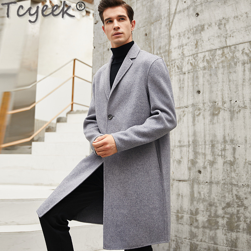 

Double-faced Wool Coat Men Korean Overcoat Spring Autumn Long Jacket Mens Coat and Jacket Abrigo Hombre MNDY9902 KJ1496, Double-breast camel