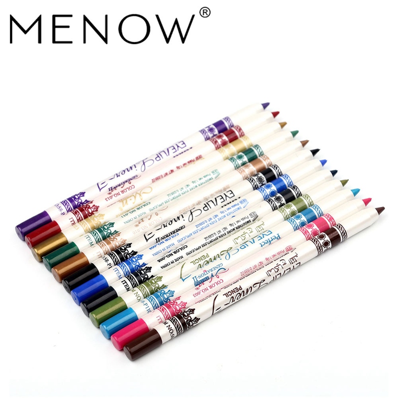 

MENOW 12PCS/PACK 2 in 1 Eyeliner 12 Colors Lip Pencil Long-lasting Waterproof Makeup Cosmetic Set Eye Liner Eye Shadow Pen, As picture show