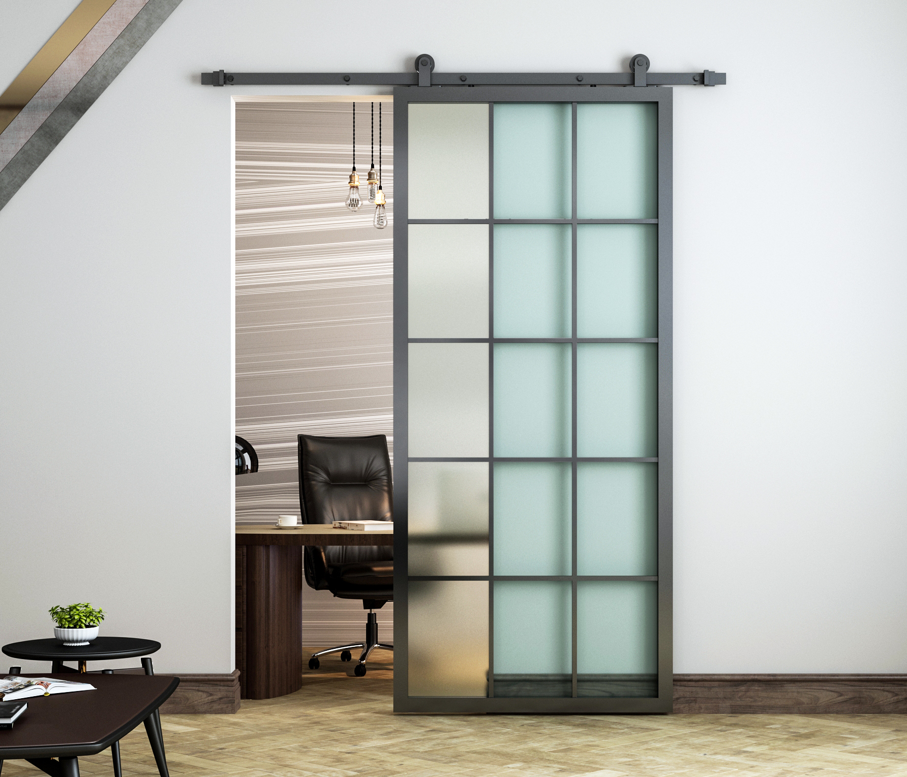 

DIYHD 36x84" Black Aluminum Frame Glass Sliding Barn Door Slab Interior Clear Tempered Glass Partition Door Panel(Disassembled)