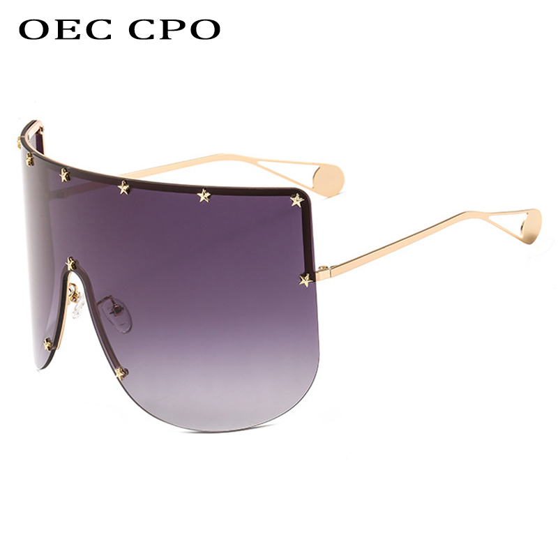 

OEC CPO Oversize One Piece Cover men sunglasses steampunk Women Five-Points Star glasses punk Champagne Windproof Shades Men L166