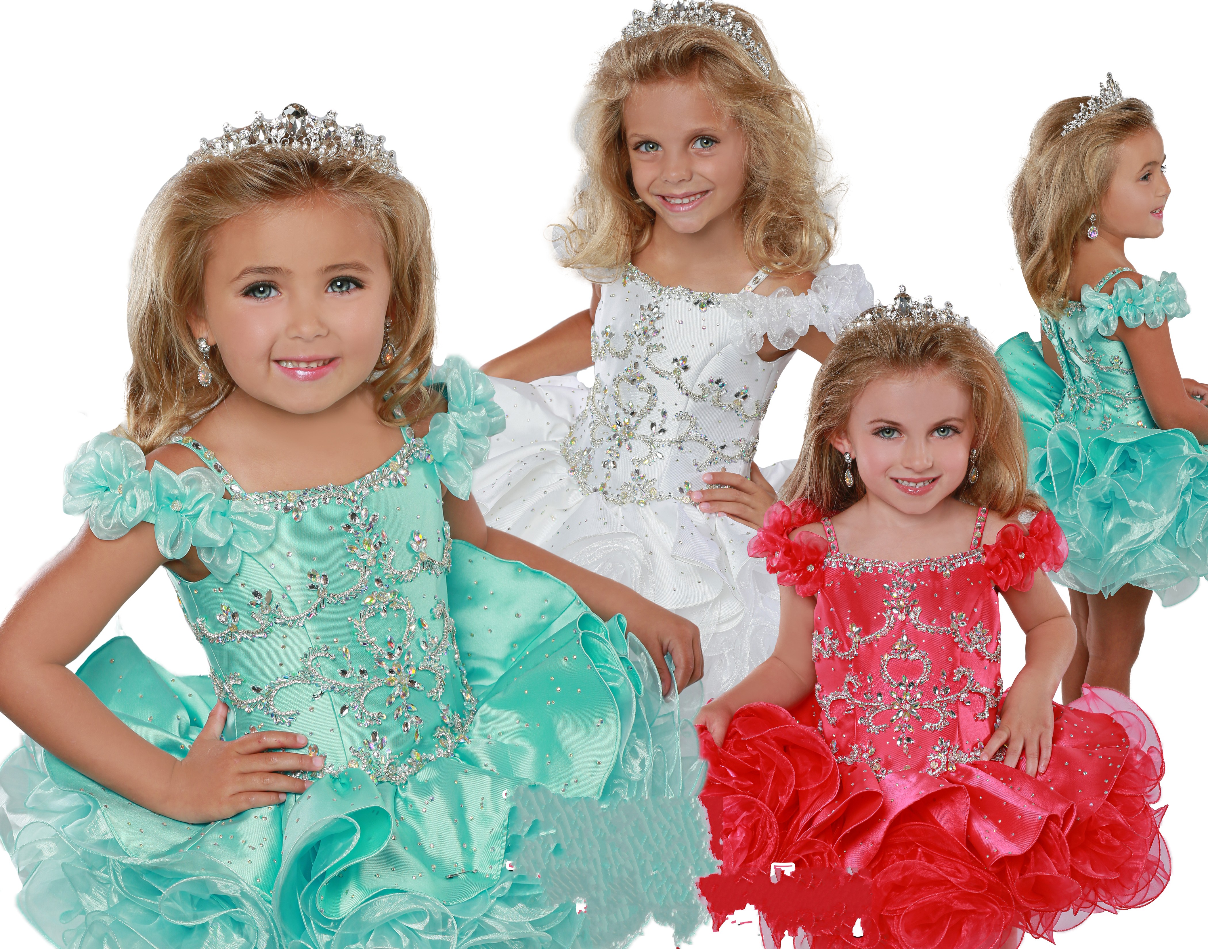 

New Cupcakes Toddler Little Girls Pageant Dresses ball Gown Knee Length Ruffles Organza Cold Shoulder Flower Girls First Communion Dress, Light yellow