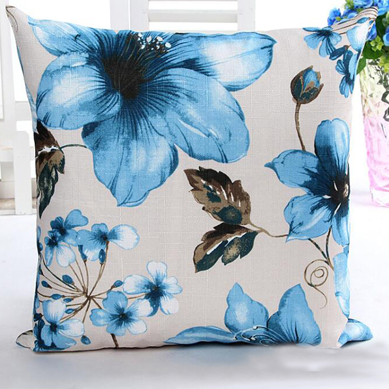 

1Pc Flower Printed Linen Throw Pillow Cushion Cover 45*45cm Home Decoration Sofa Office Bed Seat Car Decor Pillowcase, Style 1