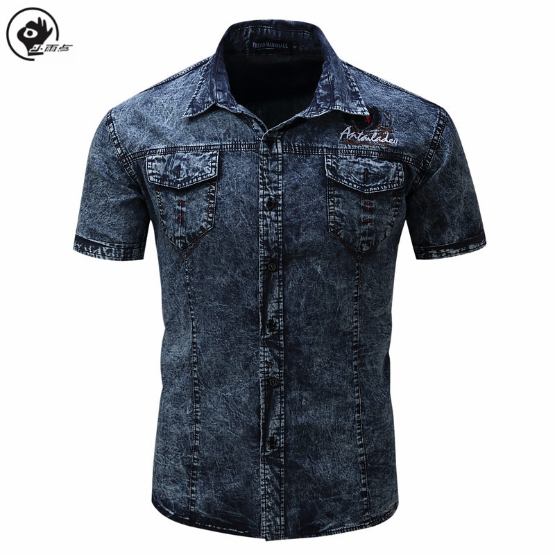 

Little Raindrop Men Shirt Mens Shirts Long Sleeve Casual Slim Fit Denim Cotton Top Blouse Korean Male Clothes, Black