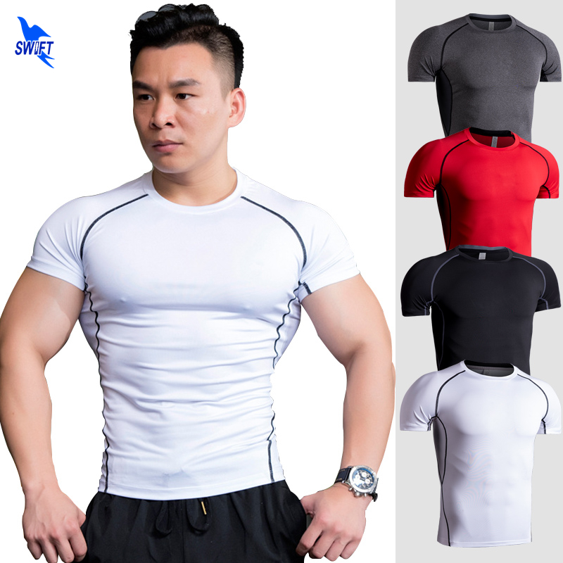 

2020 Quick Dry Mens Running T-Shirts Summer Mesh Patchwork Breathable Compression Tops Tees Fitness Gym Short Sleeve Sportswear, 1932 black
