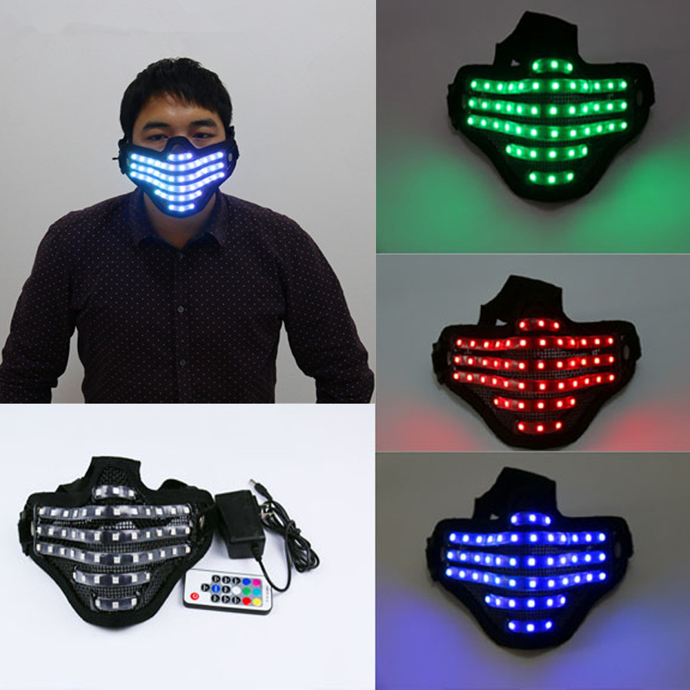 Free Shipping LED RGB Mutilcolor Light Mask Hero Face Guard DJ Mask Party Halloween Birthday LED Colorful Masks for Show-image-386913691