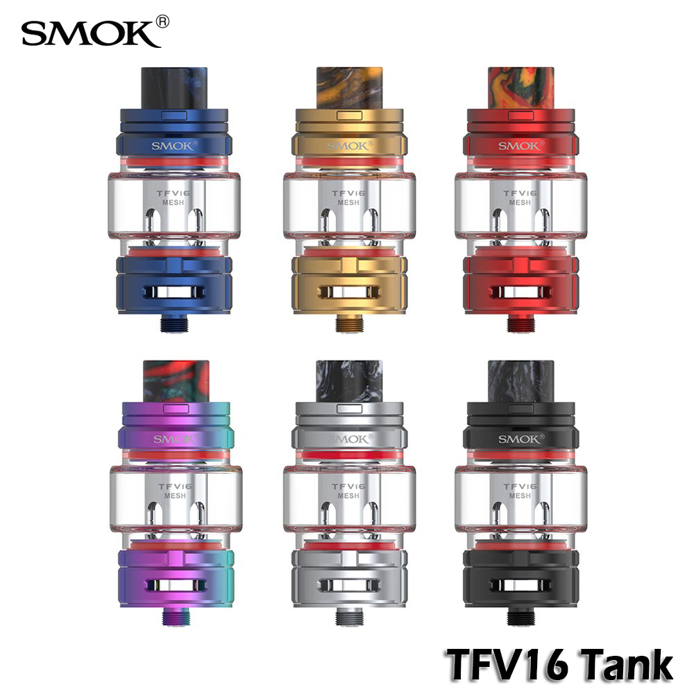 

SMOK TFV16 Subohm Mesh Tank With TFV16 Mesh Dual Mesh Coils Top Filling 9ml BIG Capacity V16 Atomizer Pyres Glass Tube 100% Authentic