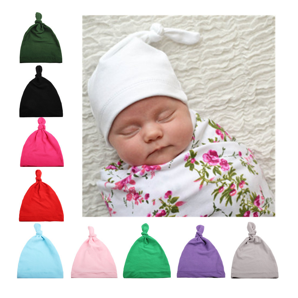 

New Europe Sweet Infant Baby Girls Hat Solid Color Headwear Child Toddler Kids Beanies Turban Hats Children Slimple Knot Skull Cap 10 Colors, Yellow