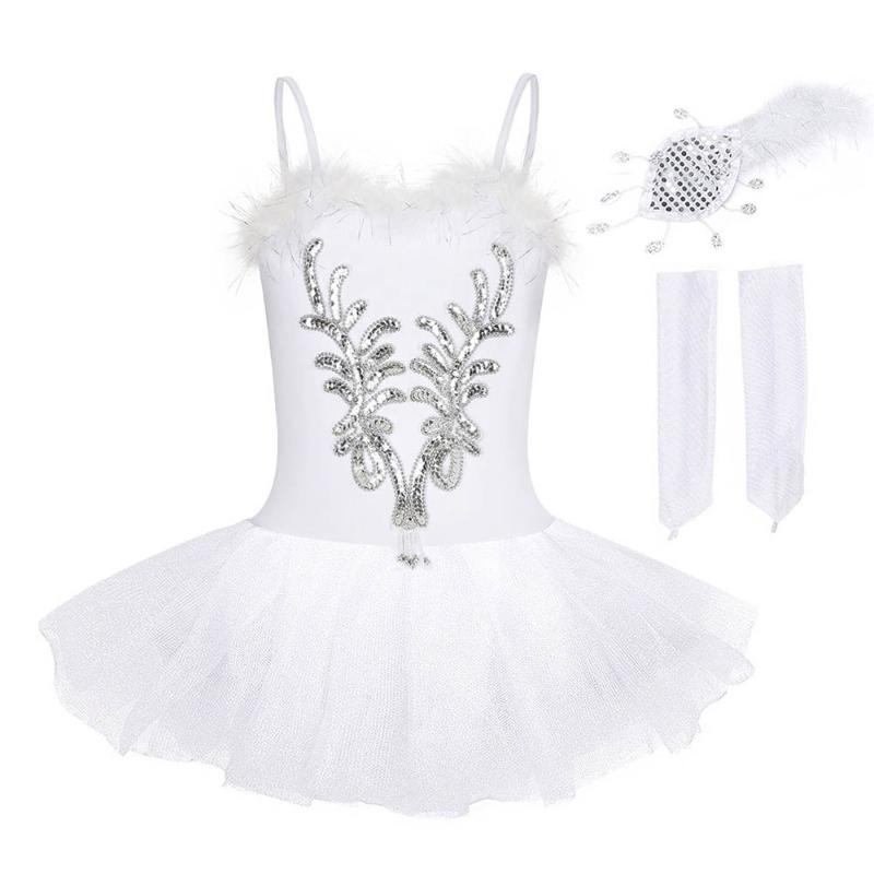 

FONLAM Ballet Dress Leotards for Girls Toddler Dance Leotard White Tutu Dress Swan Costume Kids Gymnastics Ballerina Outfit