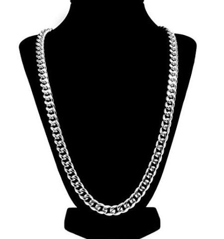 

18ct White gold filled Silver Men's necklace 23.6" Chain Set xmas gift